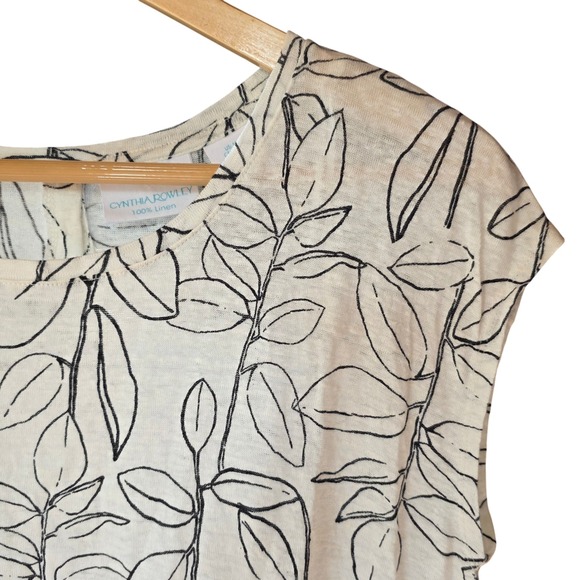 Cynthia Rowley Linen‎ Top Floral Print Button Back Sleeveless Blouse Medium - Picture 2 of 6